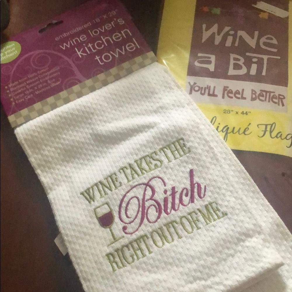 Wine gift set- bar towel and party flag